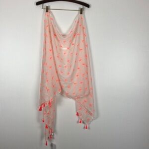 Flamingo pink women’s cartoon spring scarf shawl with tassels Size 180 L x 26 w